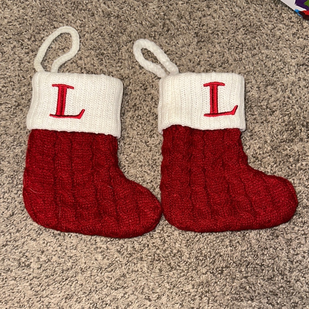 5” MINI Red and White Knit Christmas Stockings